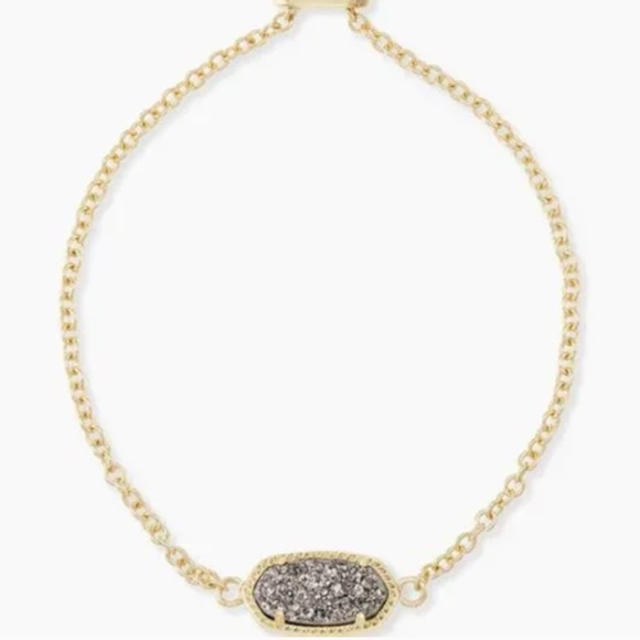 Kendra Scott Jewelry - Kendra Scott Elaina Gold Adjustable Chain Bracelet in Platinum Drusy